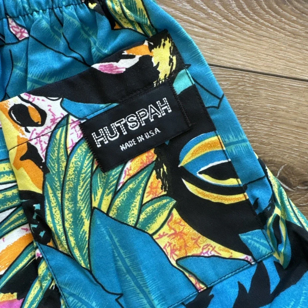 Vintage Hutspah Swim Trunks Youth XL 18 Tribal Tiki Hawaiian 90s 80s‎